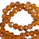 Faceted glass beads 4x3mm disc Russet brown-pearl shine coating
